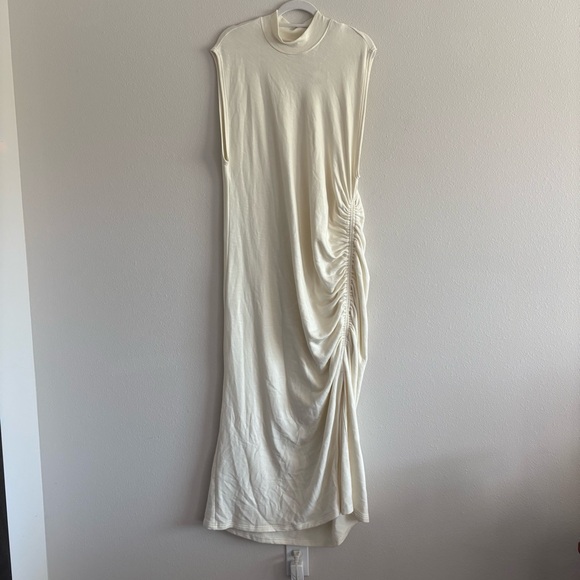 NWT Daily Practice by Anthropologie Mock-Neck Ruched Midi Dress Women’s 2X White - Picture 4 of 9